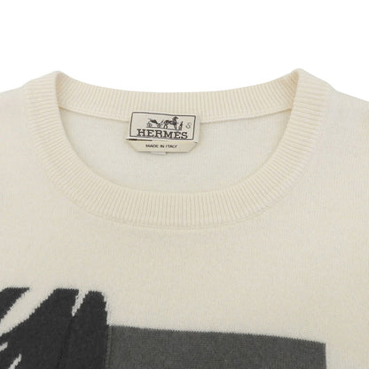 Hermes Cashmere Puzzle Floral Knit Sweater Ivory — view 3
