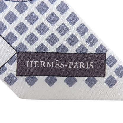 Hermes Cavalier en Formes Silk 100% Scarf Gray White — view 6