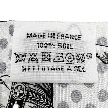 Hermes Cavalier en Formes Silk 100% Scarf Gray White — view 7