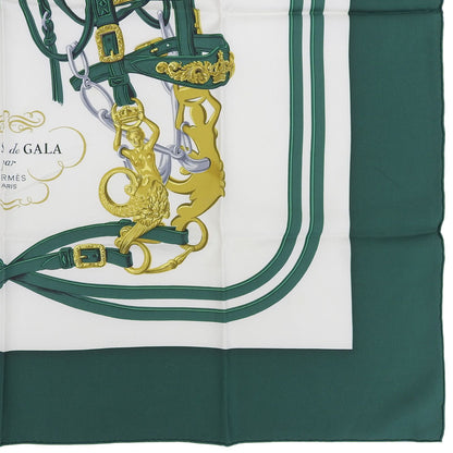 Hermes Carre 90 Brides de Gala Ceremonial Bridle Silk 100% Scarf Green Multi — view 5