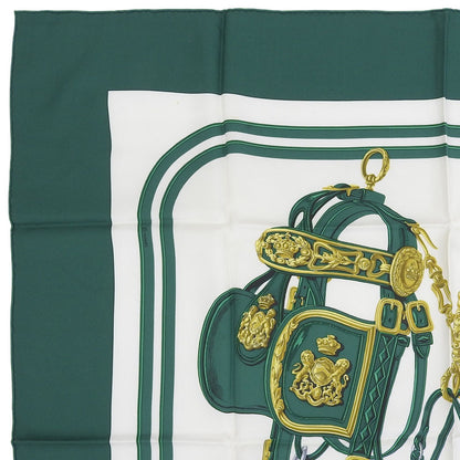 Hermes Carre 90 Brides de Gala Ceremonial Bridle Silk 100% Scarf Green Multi — view 2