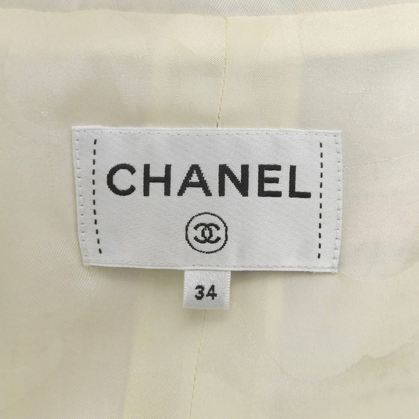 Chanel Cotton Asymmetric CC Logo Buttoned Tweed Skirt Multi 34 — view 5