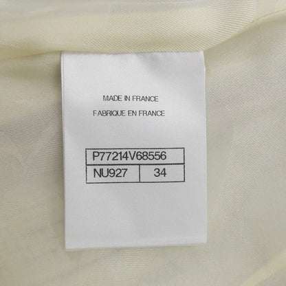 Chanel Cotton Asymmetric CC Logo Buttoned Tweed Skirt Multi 34 — view 6