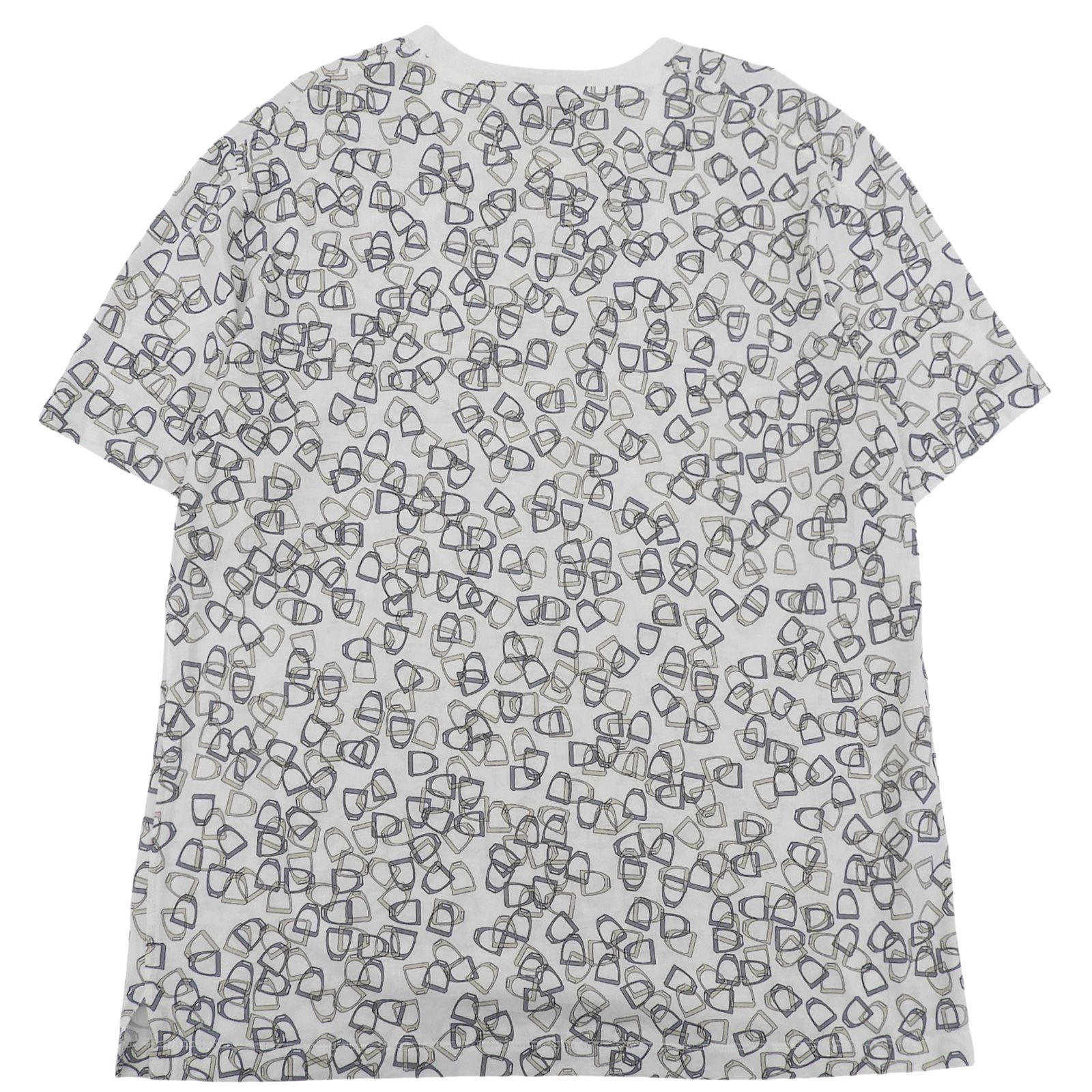 Hermes Cotton 100% Etrier Stirrup Pattern Crew Neck Short Sleeve T-Shirt White — view 2