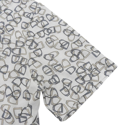 Hermes Cotton 100% Etrier Stirrup Pattern Crew Neck Short Sleeve T-Shirt White — view 4