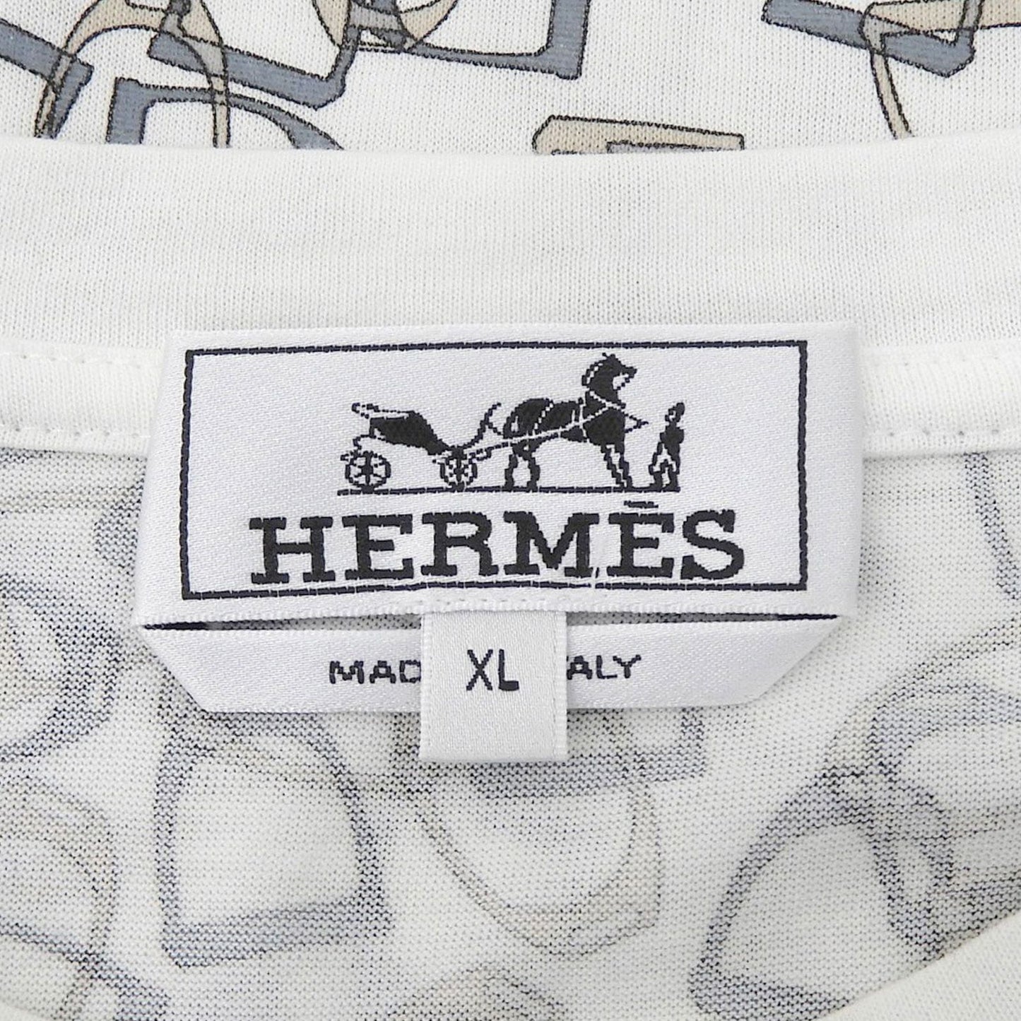 Hermes Cotton 100% Etrier Stirrup Pattern Crew Neck Short Sleeve T-Shirt White — view 7