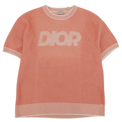 Dior Cotton Logo Summer Short Sleeve Knit Orange White XL Sweater