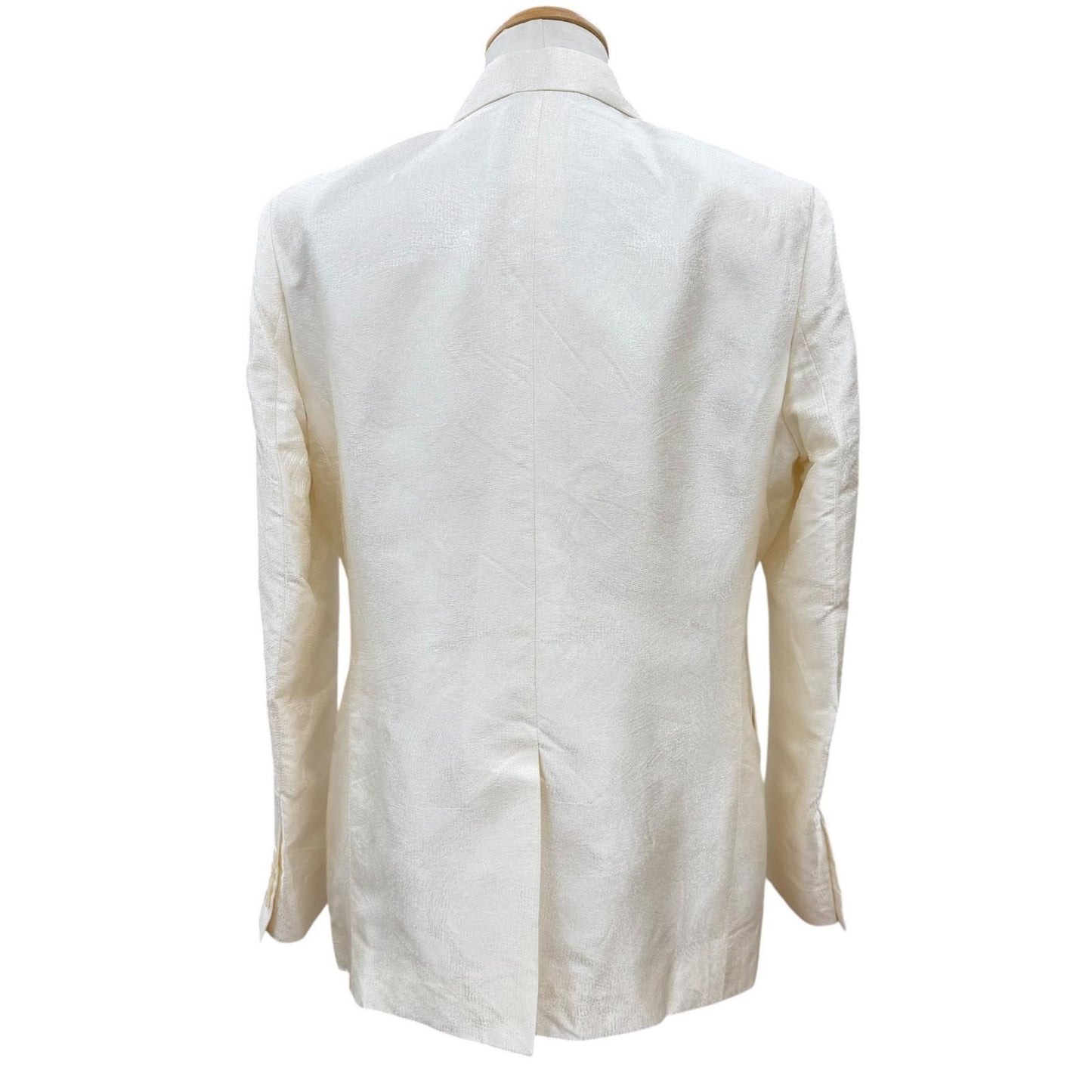 Dior Homme Silk 100% Logo Button Jacquard Single Jacket Tailored White 50 — view 4