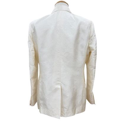 Dior Homme Silk 100% Logo Button Jacquard Single Jacket Tailored White 50 — view 4