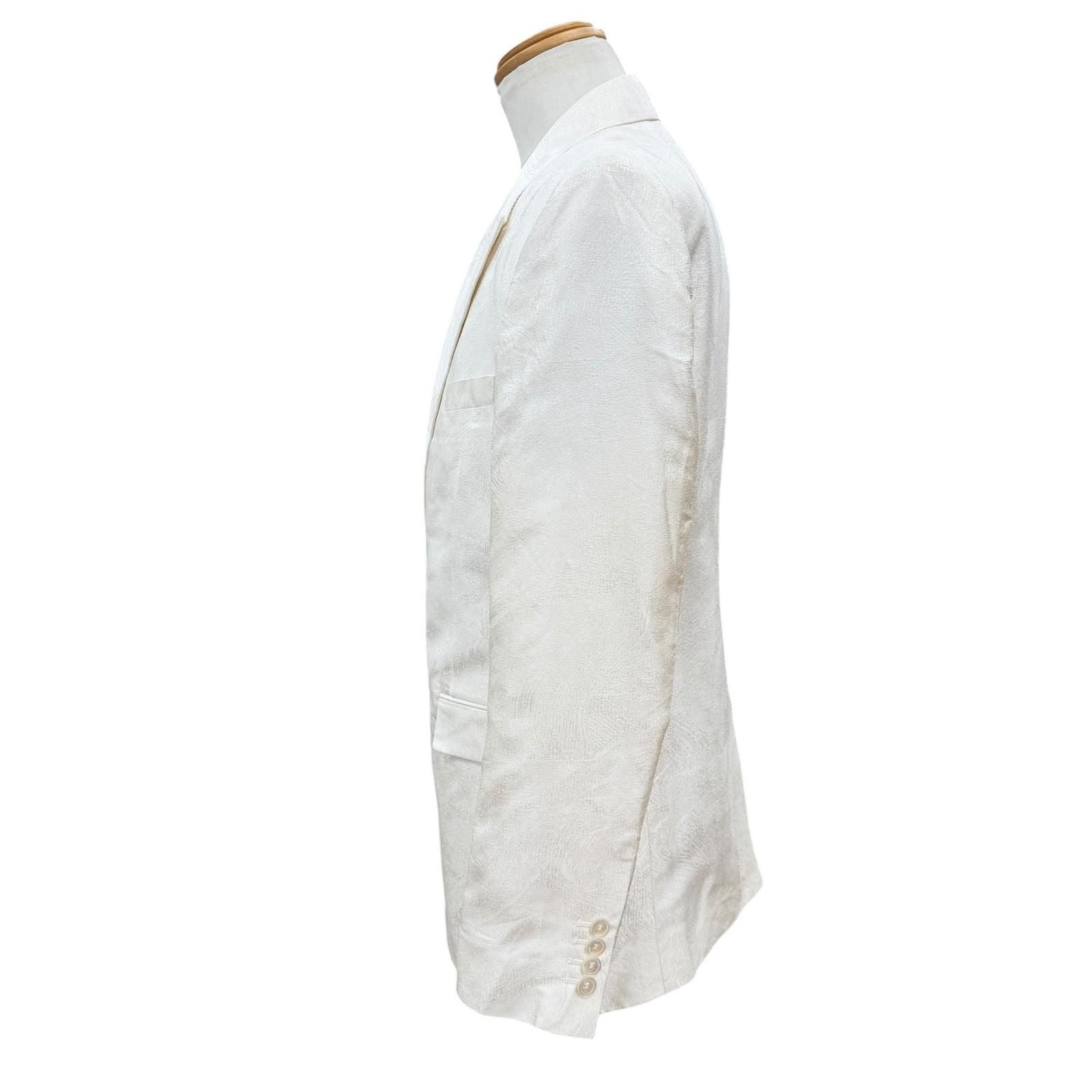 Dior Homme Silk 100% Logo Button Jacquard Single Jacket Tailored White 50 — view 3