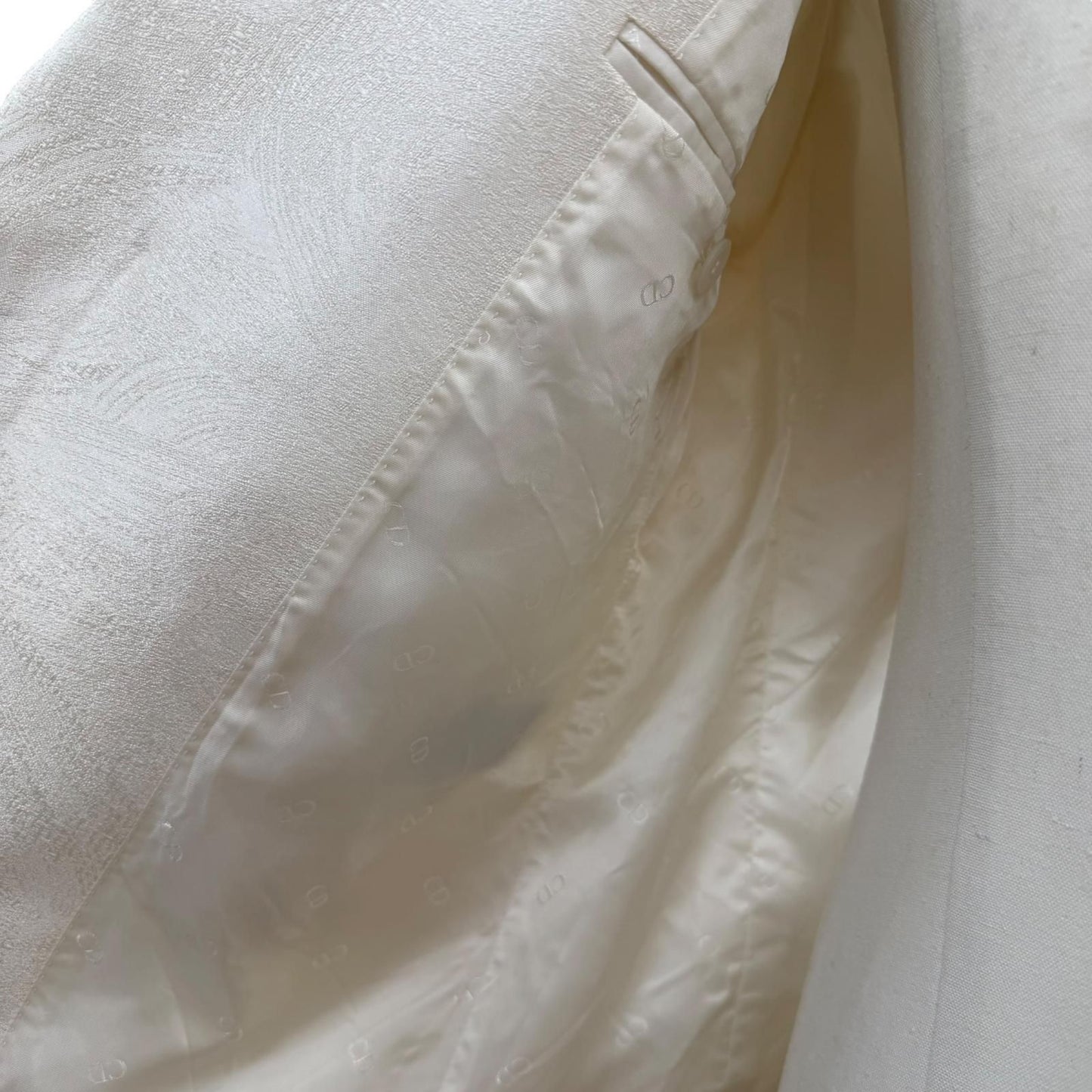 Dior Homme Silk 100% Logo Button Jacquard Single Jacket Tailored White 50 — view 5