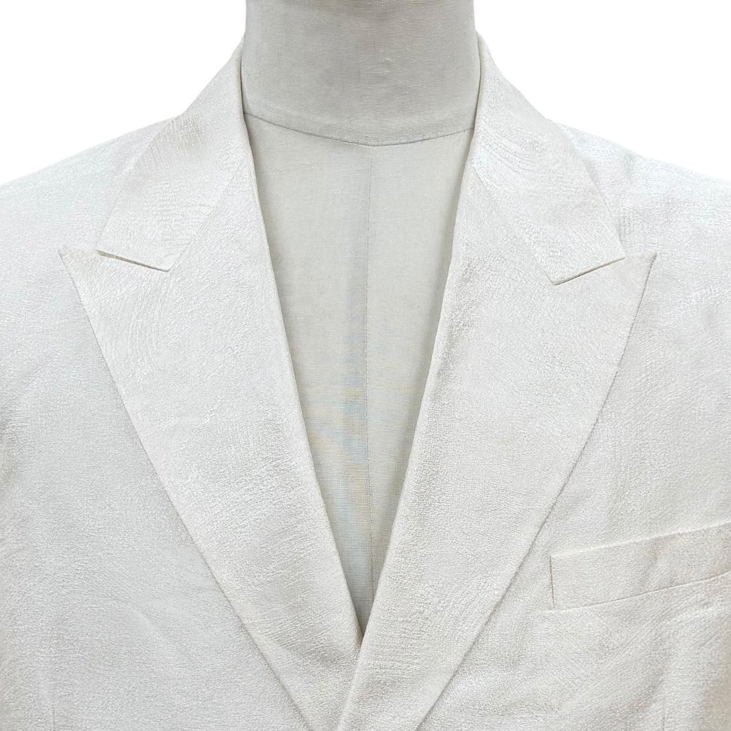 Dior Homme Silk 100% Logo Button Jacquard Single Jacket Tailored White 50 — view 2