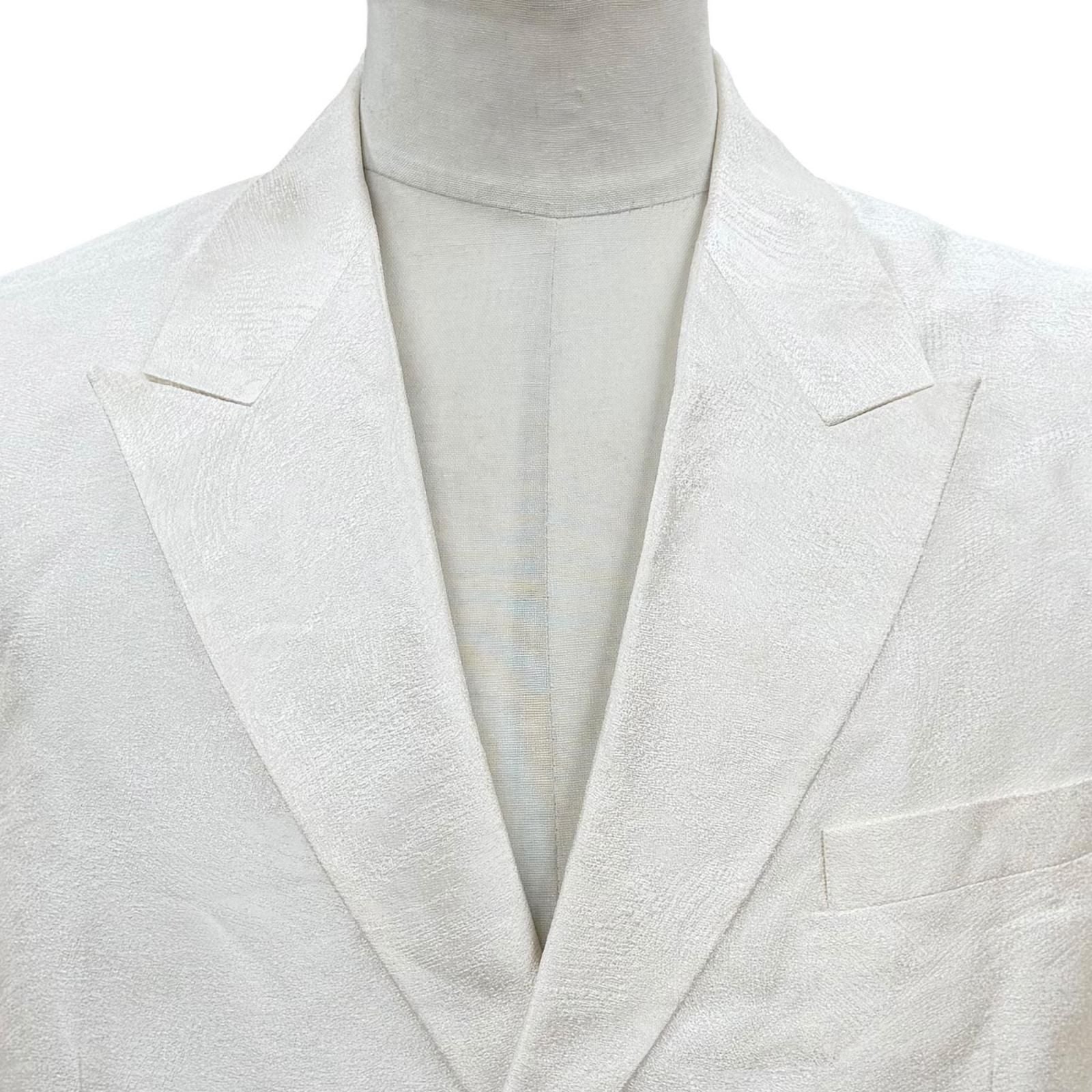 Dior Homme Silk 100% Logo Button Jacquard Single Jacket Tailored White 50 — view 2