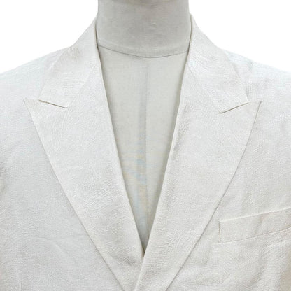Dior Homme Silk 100% Logo Button Jacquard Single Jacket Tailored White 50 — view 2