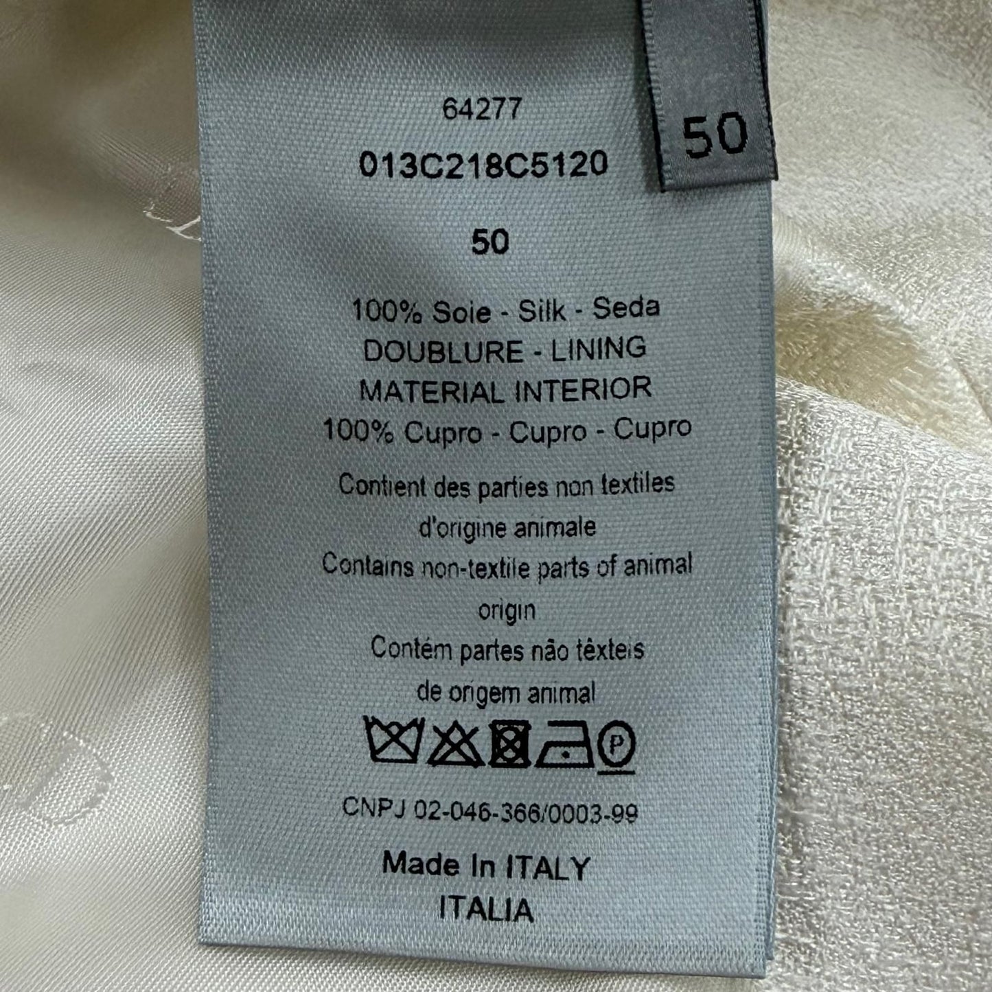 Dior Homme Silk 100% Logo Button Jacquard Single Jacket Tailored White 50 — view 8