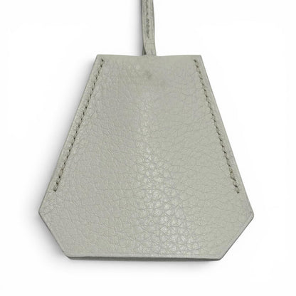 Hermes Vintage Leather Silver Martin Margiela Era Clochette Necklace Light Gray