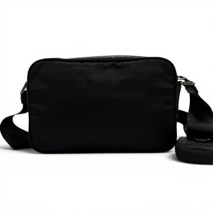 Prada Nylon Re-Nylon Triangle Logo Plate Shoulder Bag Black Silver — view 3