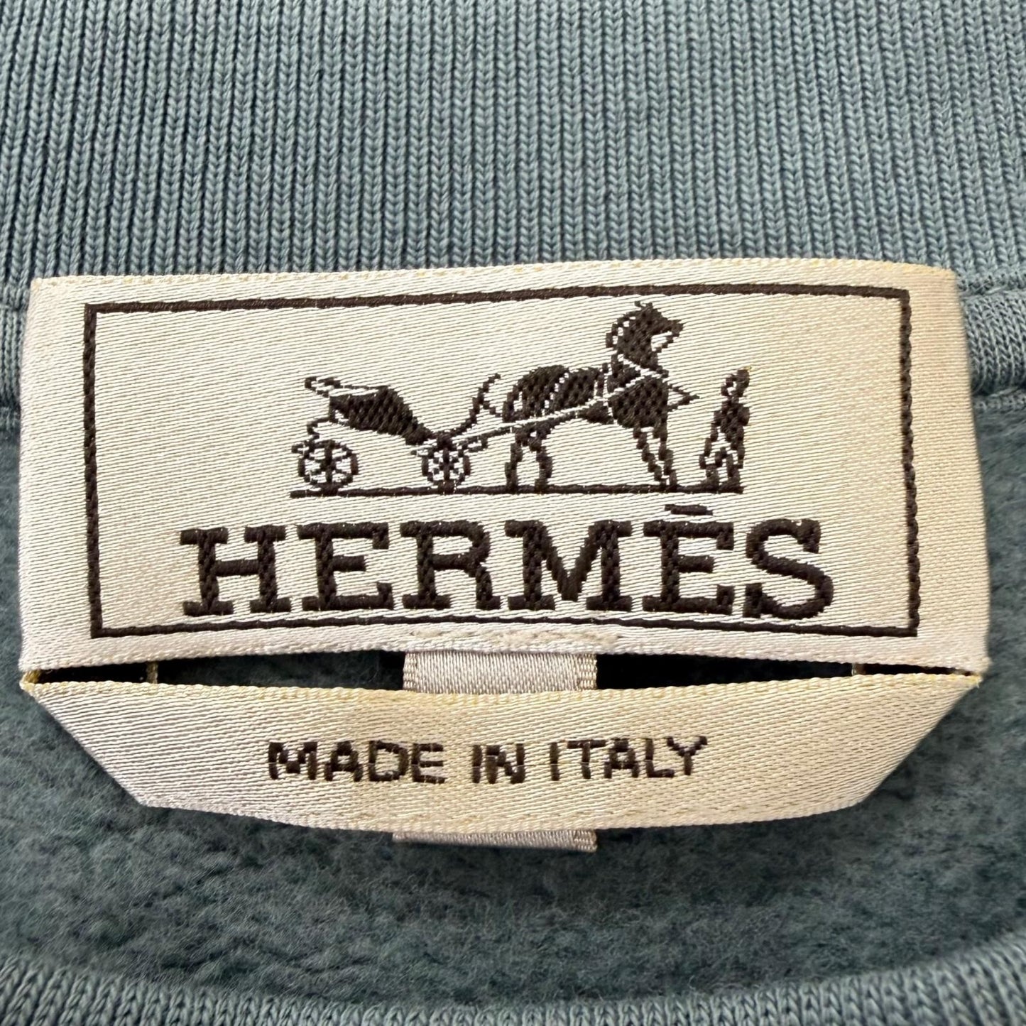 Hermes Puzzle Lambskin Patch Cotton 100% Crew Neck Sweatshirt Shirt Green — view 7