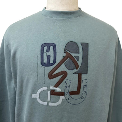 Hermes Puzzle Lambskin Patch Cotton 100% Crew Neck Sweatshirt Shirt Green — view 2