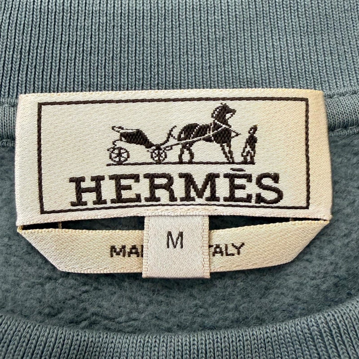 Hermes Puzzle Lambskin Patch Cotton 100% Crew Neck Sweatshirt Shirt Green — view 6
