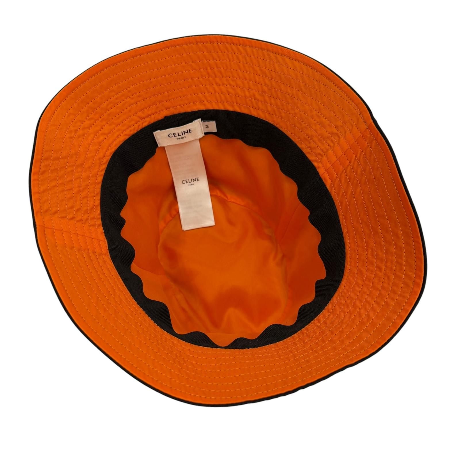 Celine Logo Print Quilted Batting Hat Bucket Hat Black Orange — view 5