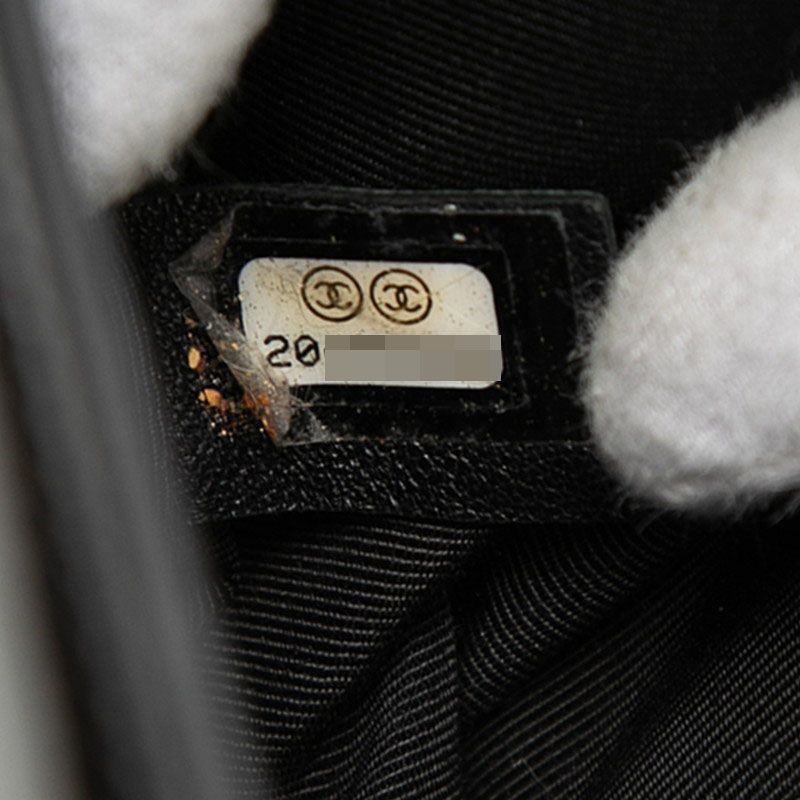 Chanel CC Logo Boy Chain Shoulder Bag Black Enamel — view 6