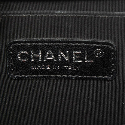 Chanel CC Logo Boy Chain Shoulder Bag Black Enamel — view 5