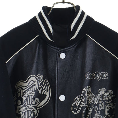 Louis Vuitton Print Leather Tee Jacket Varsity Jacket Black — view 3