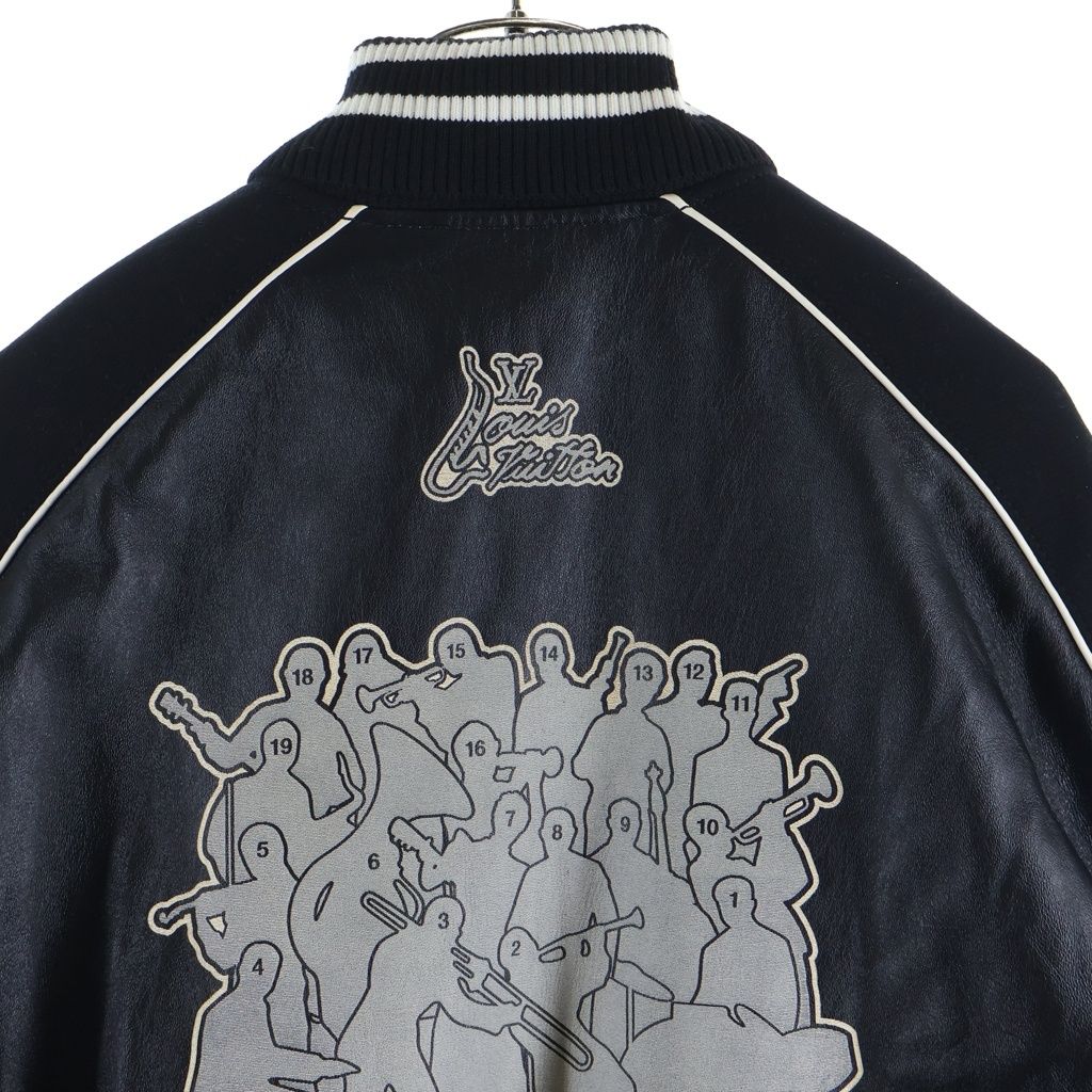 Louis Vuitton Print Leather Tee Jacket Varsity Jacket Black — view 4