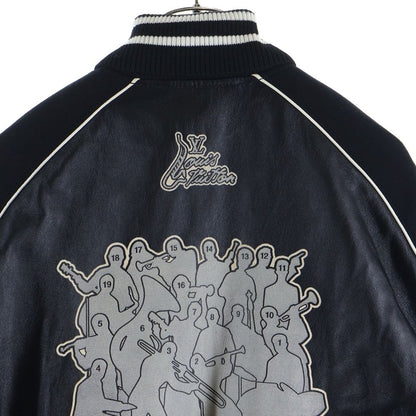 Louis Vuitton Print Leather Tee Jacket Varsity Jacket Black — view 4