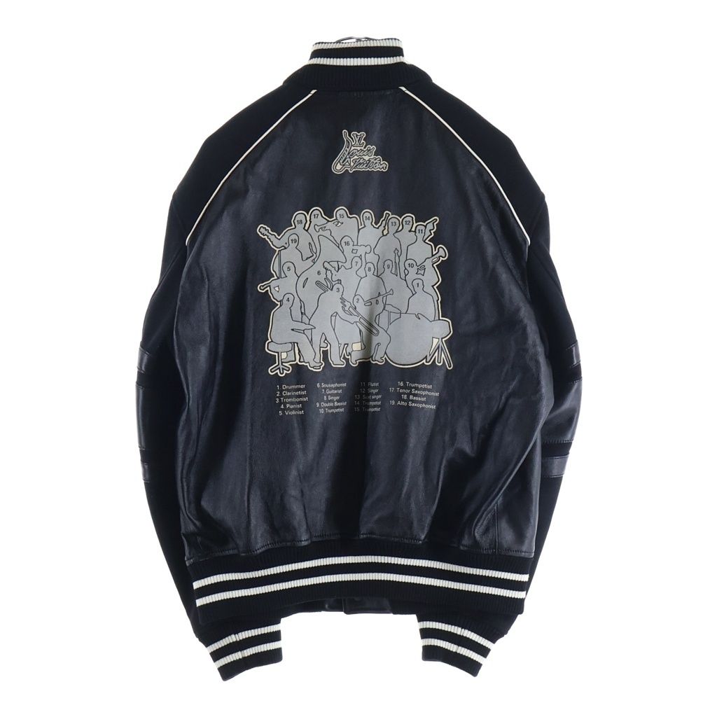 Louis Vuitton Print Leather Tee Jacket Varsity Jacket Black — view 2