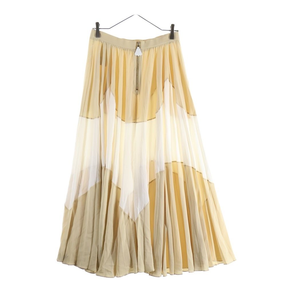 Louis Vuitton Puri Processing Bicolor Longskirt Silk Beige White Akm Dress — view 2