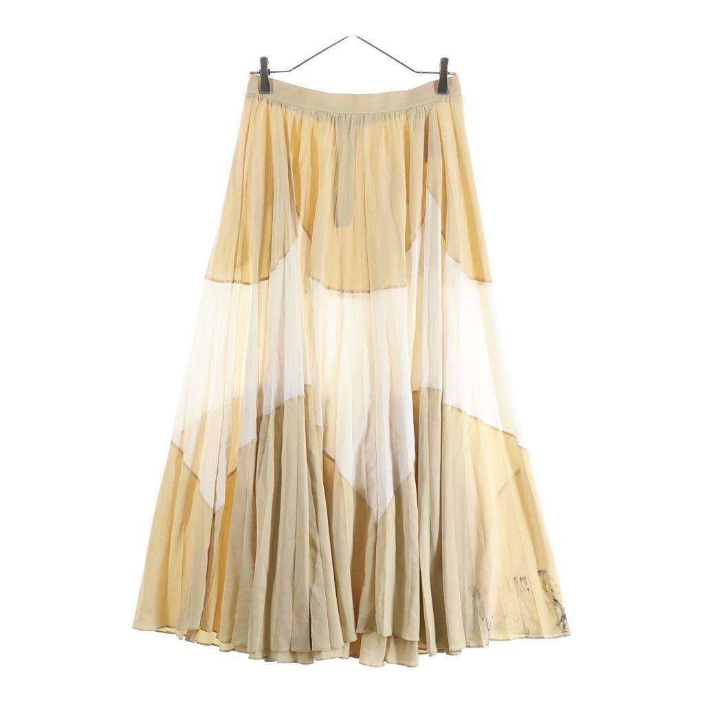 Louis Vuitton Puri Processing Bicolor Longskirt Silk Beige White Akm Dress
