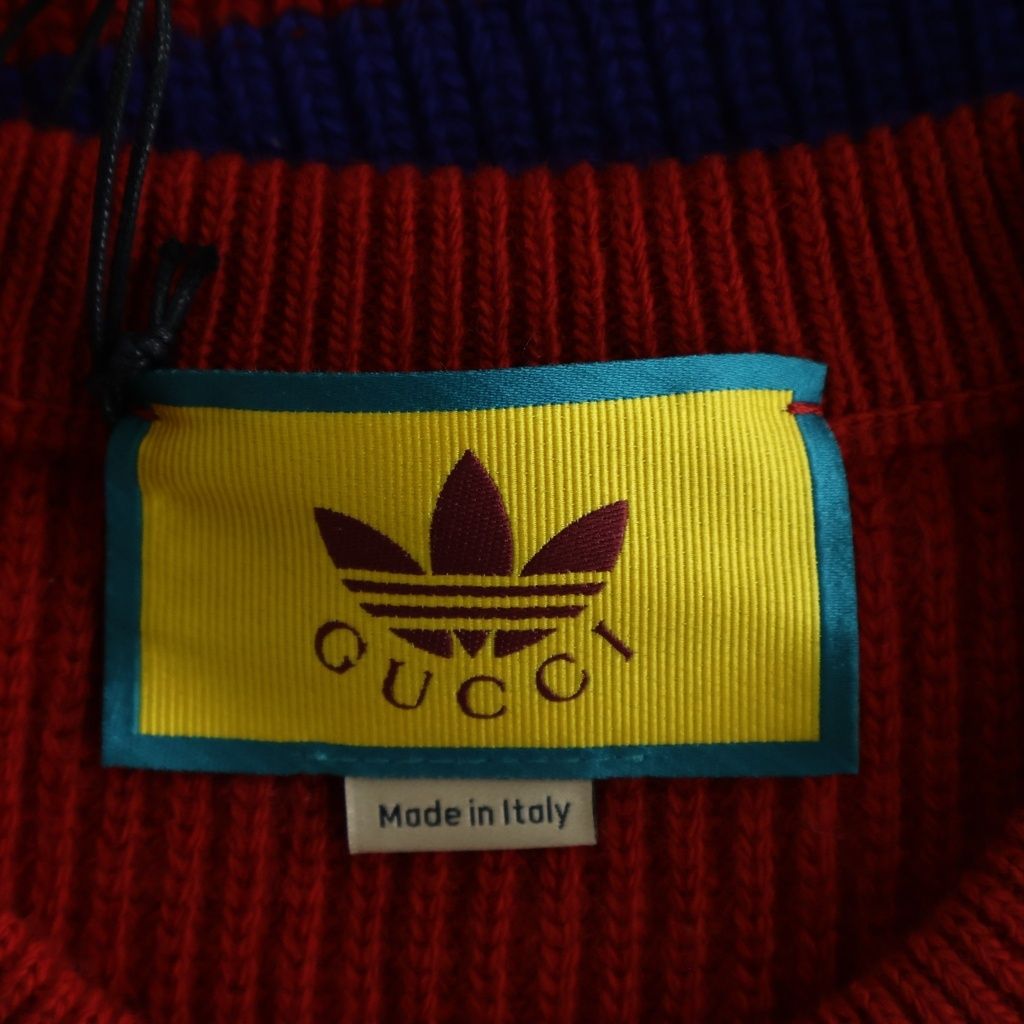 Gucci Adidas di Logo Knit Vest Kuru Neck Red Blue — view 6