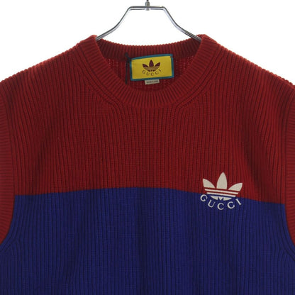 Gucci Adidas di Logo Knit Vest Kuru Neck Red Blue — view 3