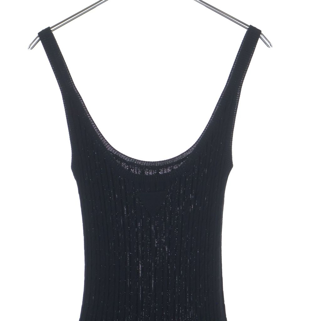 Prada Sleeveless Knit Dress Bisco Calf Yon Polyester Black — view 4