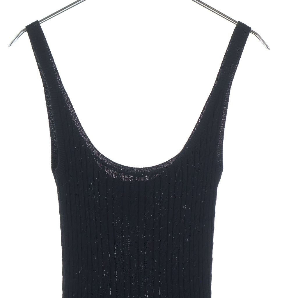 Prada Sleeveless Knit Dress Bisco Calf Yon Polyester Black — view 3