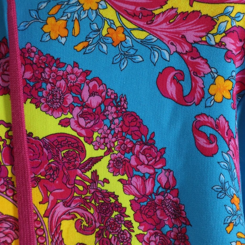 Versace Barocco Pattern All Over Pullover Hoodie in Pink Blue — view 4