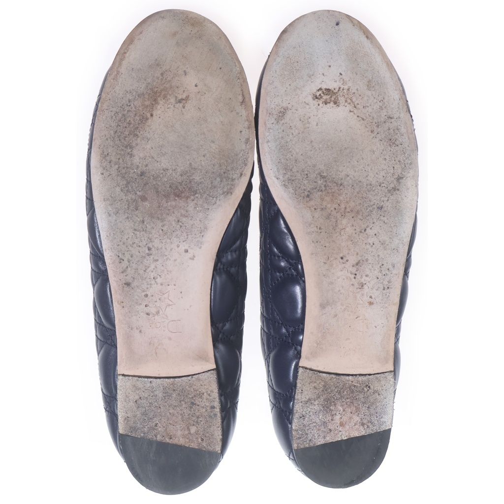 Dior Cannage Quilted Leather Valeri Shu Flat Navy 38 — view 5
