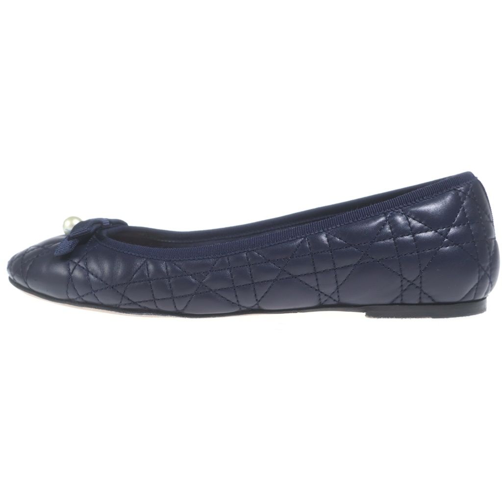 Dior Cannage Quilted Leather Valeri Shu Flat Navy 38