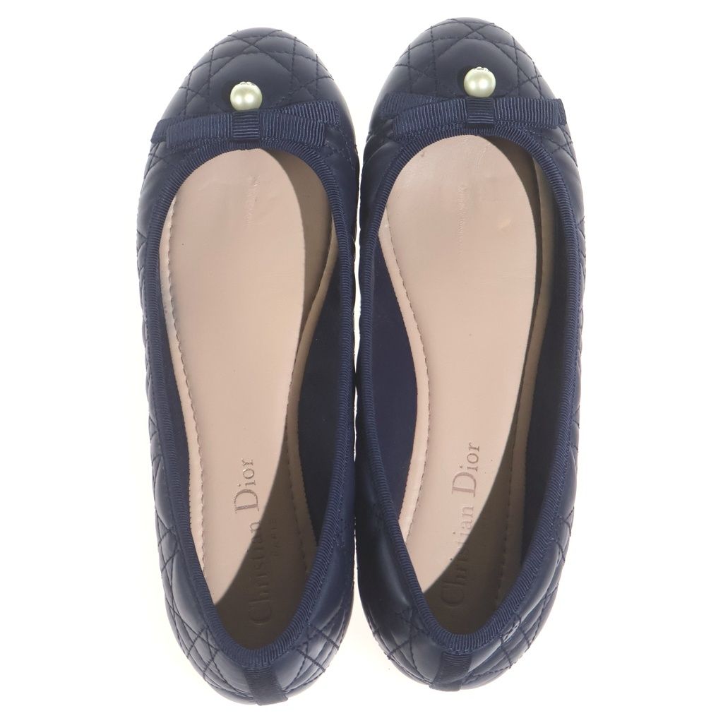Dior Cannage Quilted Leather Valeri Shu Flat Navy 38 — view 4