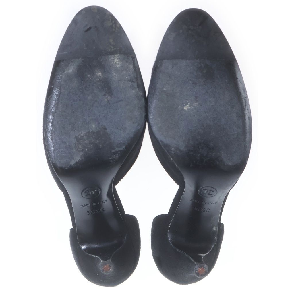 Chanel CC Logo Metal Heels Black Silver — view 5