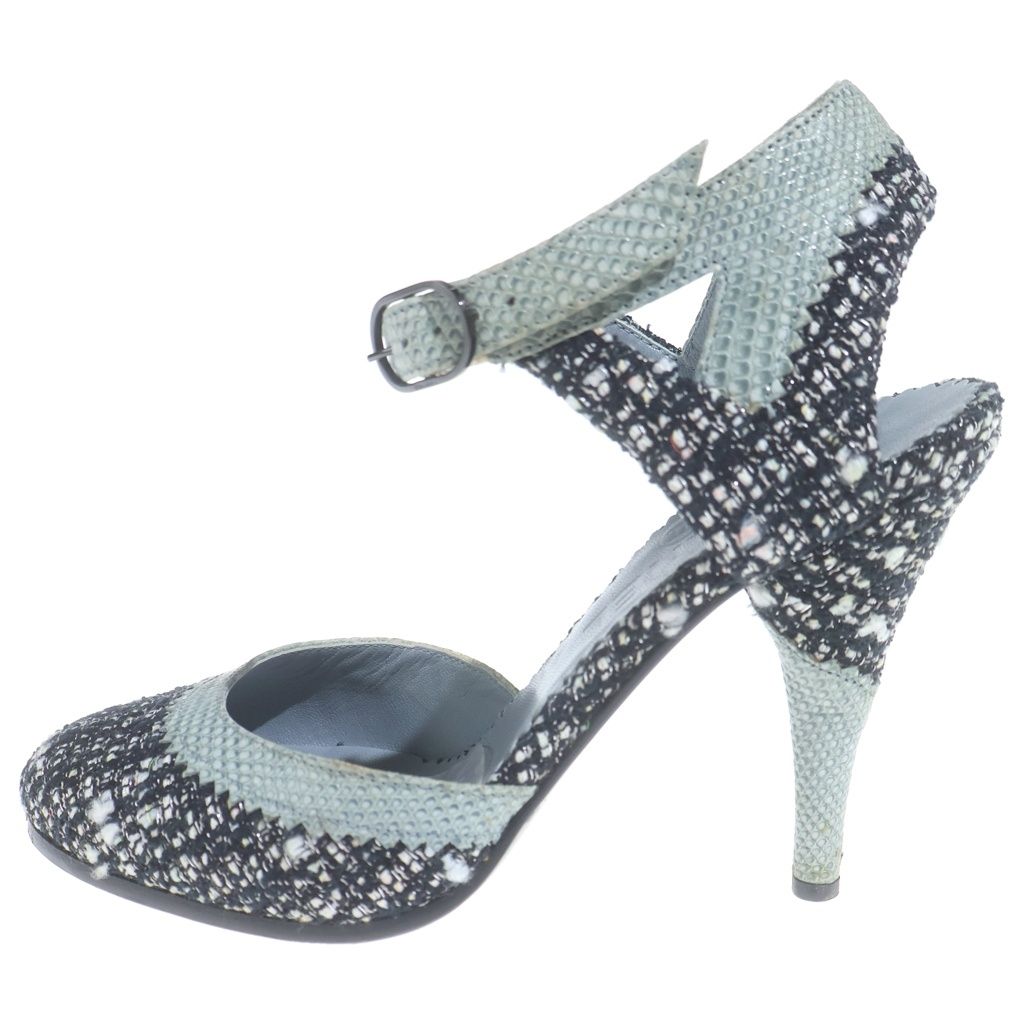 Chanel Tweed Heels Black Mint Green — view 2