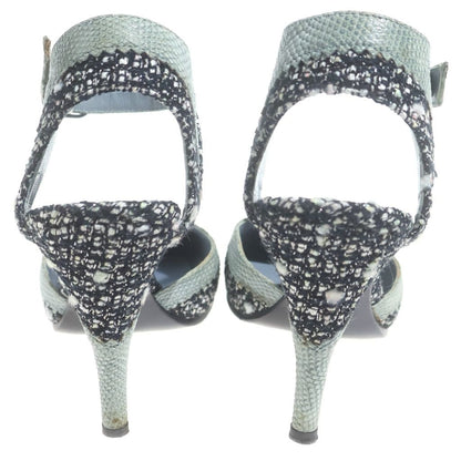 Chanel Tweed Heels Black Mint Green — view 3