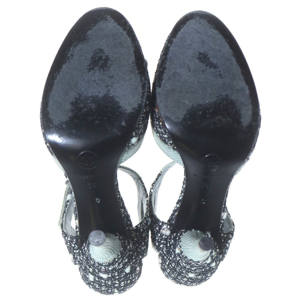 Chanel Tweed Heels Black Mint Green — view 5