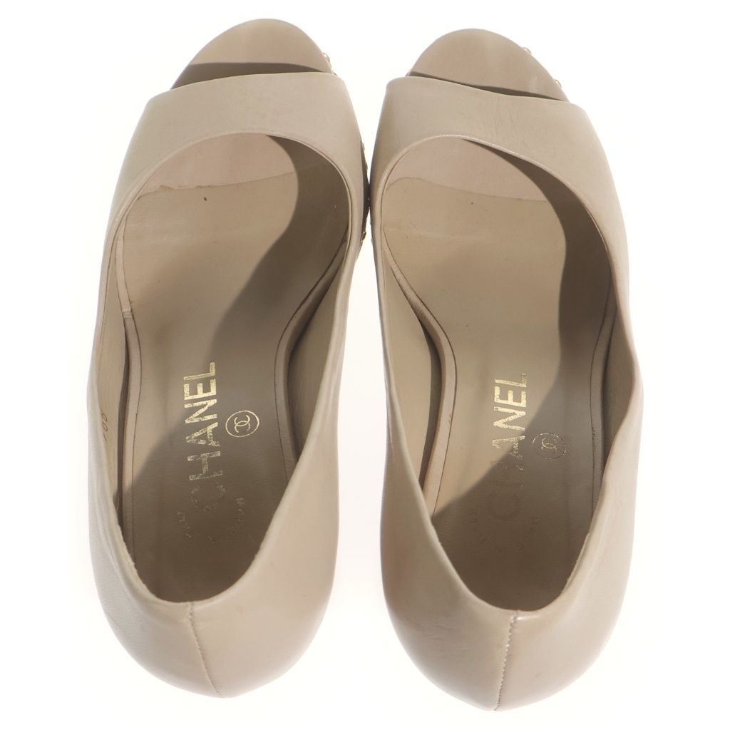 Chanel Chain Leather Beige 36 Heels — view 4
