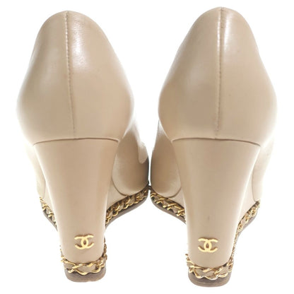 Chanel Chain Leather Beige 36 Heels — view 3