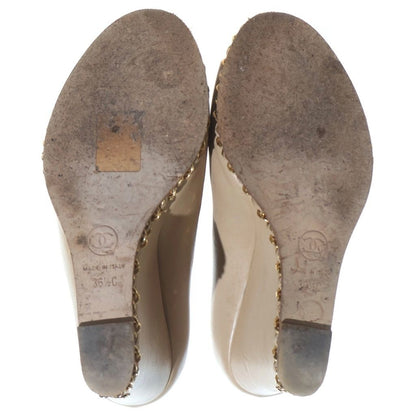Chanel Chain Leather Beige 36 Heels — view 5