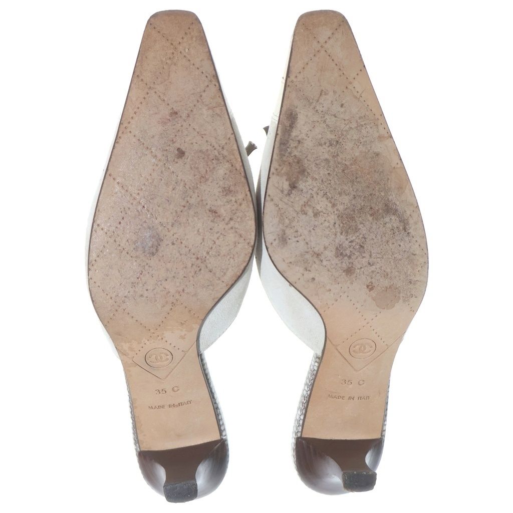 Chanel CC Logo Heels White Suede — view 5