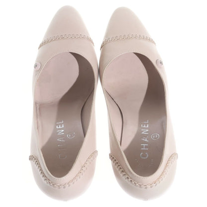 Chanel CC Logo Heels Shu Leather Pink Beige — view 4